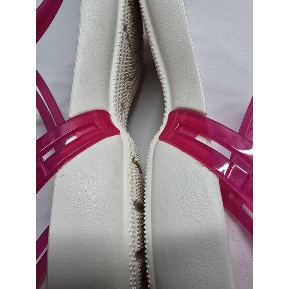 Crocs Isabella White And Pink T-Strap Iconic Comfort Sandal Size 9 Women's - Picture 7 of 15